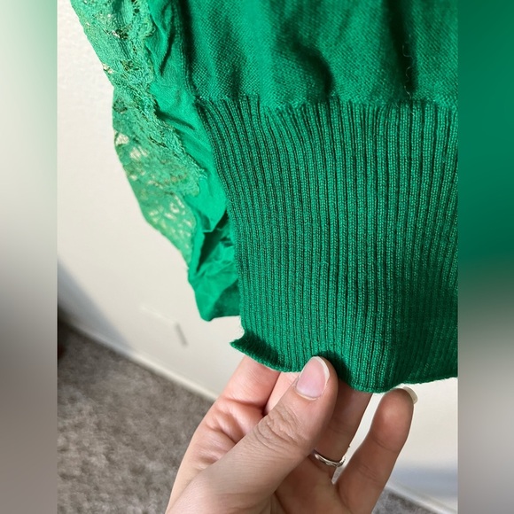 Stella McCartney Silk Mix Knit Sweater Lace Dress Kelly Green Women's Size 34/XS - Picture 3 of 16